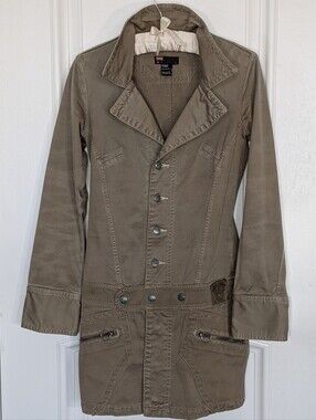 Diesel Kacki/Tan Trench /Dress/bTrench Coat with 🔘 & Zipper Details. S